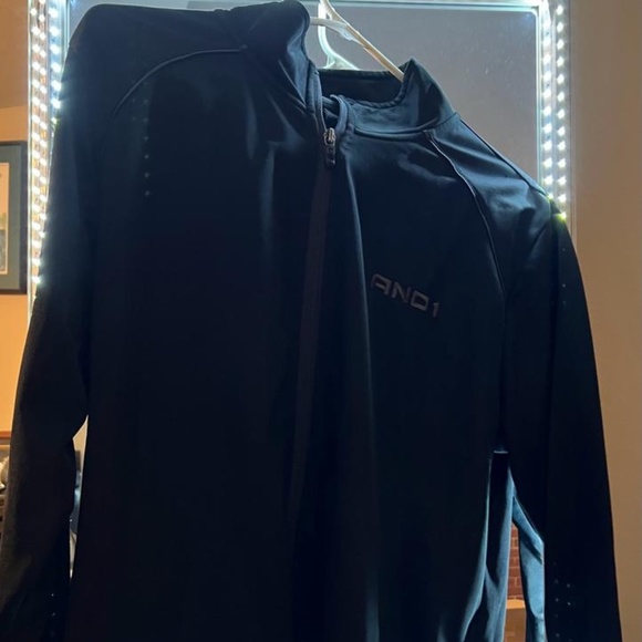 Andi Athletic Jacket Full Zip Front Warm Up Black Long Sleeve Mens Large - Picture 1 of 2